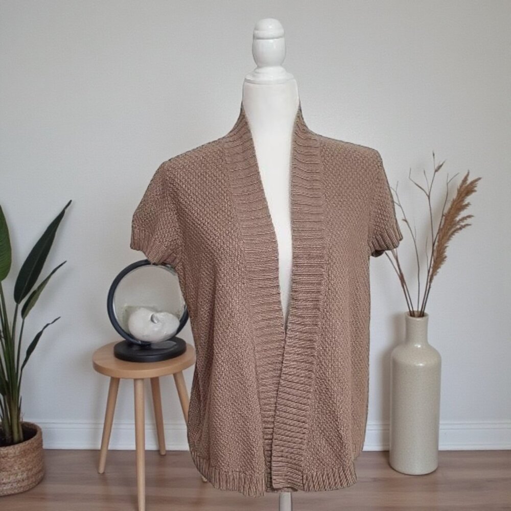 LOFT Taupe Knit Shrug Cardigan | Size Large | 100% Cotton